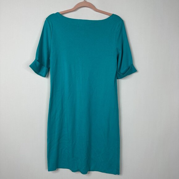 2/$24 Karen Scott Sport Cuffed Sleeve Shift Dress Teal Small #A0346 TRB2 - Picture 4 of 7